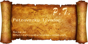 Petrovszky Tivadar névjegykártya